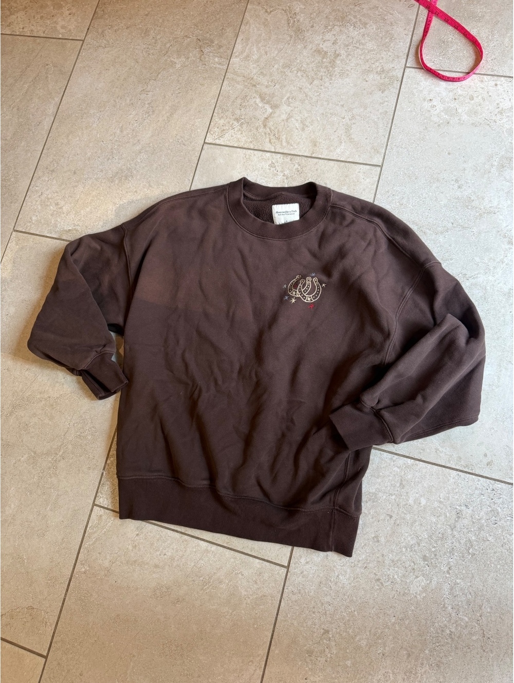 Abercrombie & Fitch Chocolate Brown Western Sunday graphic Crew sweatshirt Small